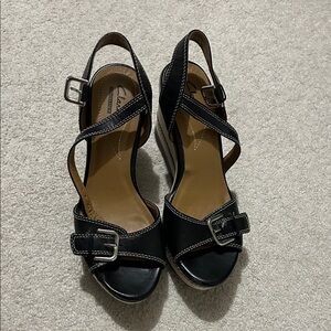 Clarks Black Sandals with Buckle Detail